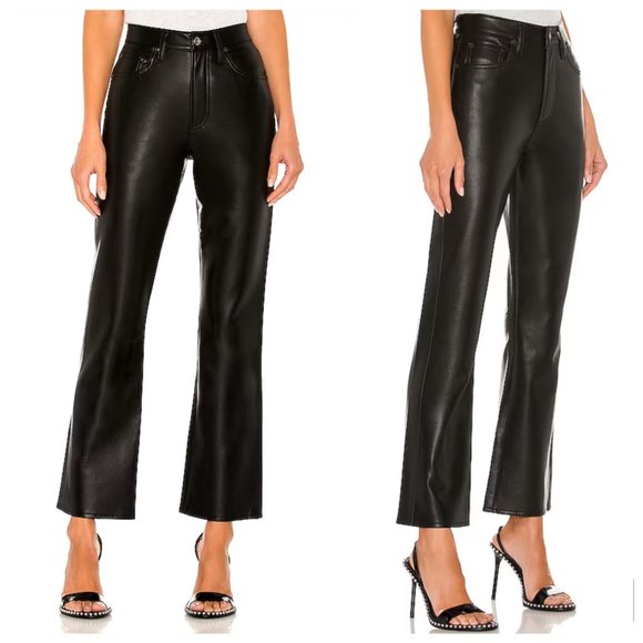 NWT AGOLDE Recycled Leather Mid Rise Relaxed Boot Pants - Picture 6 of 16